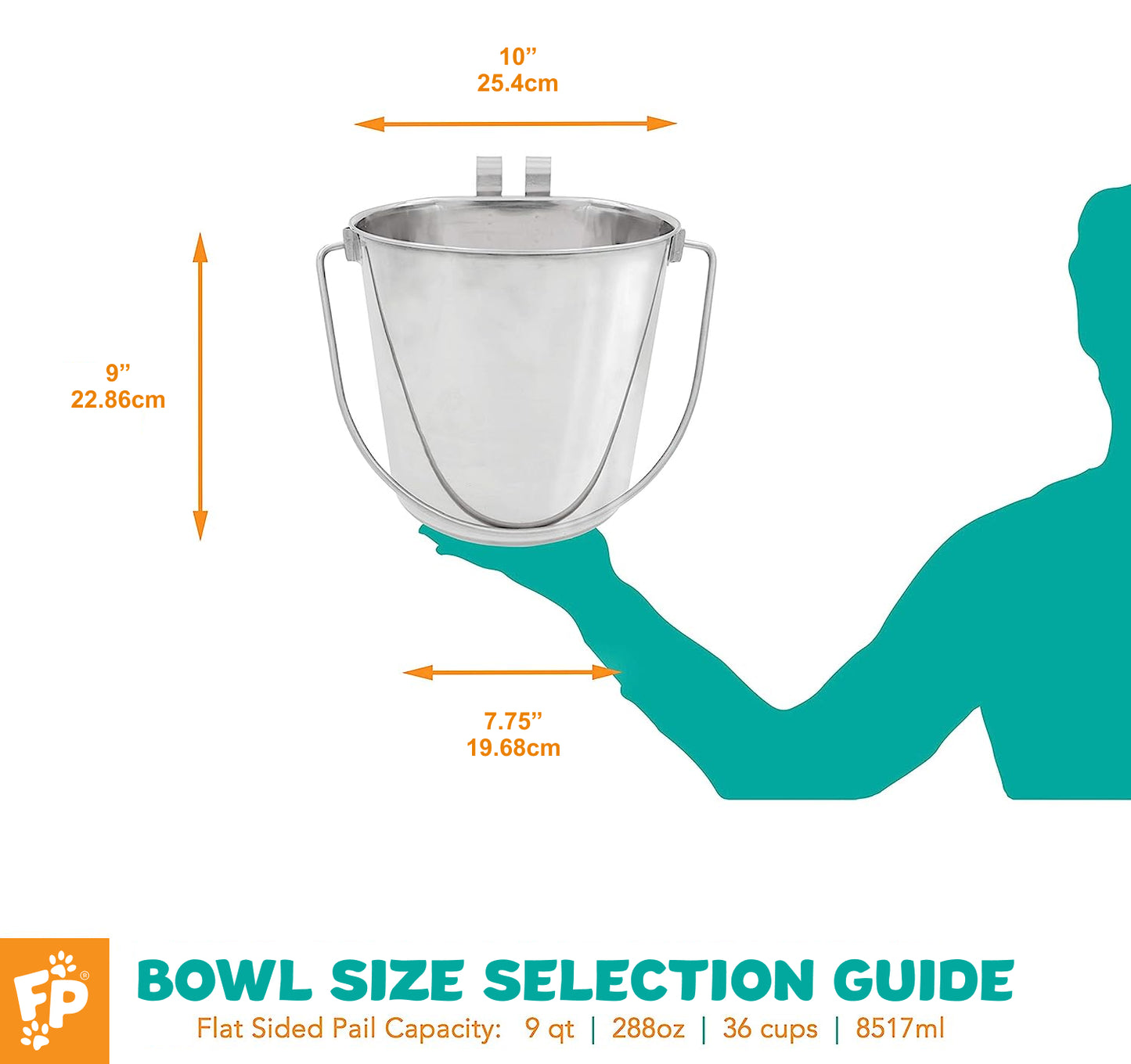 Flat Sided Pail with Dual Hooks